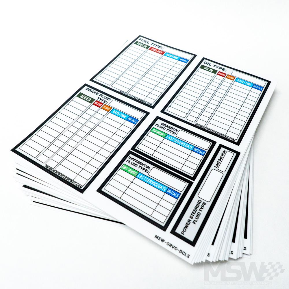 MSW Race Car Service Decals